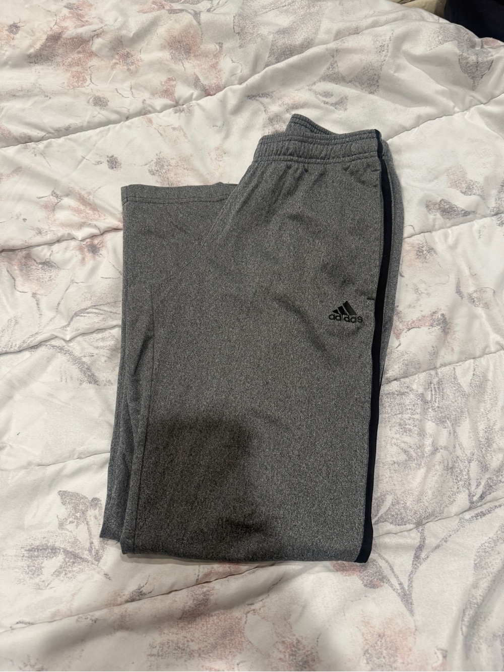 adidas Men's Gray Joggers with Black Side Trim